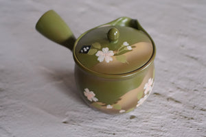 Tokoname Works Extra Large Olive Green Sakura Clay Teapot