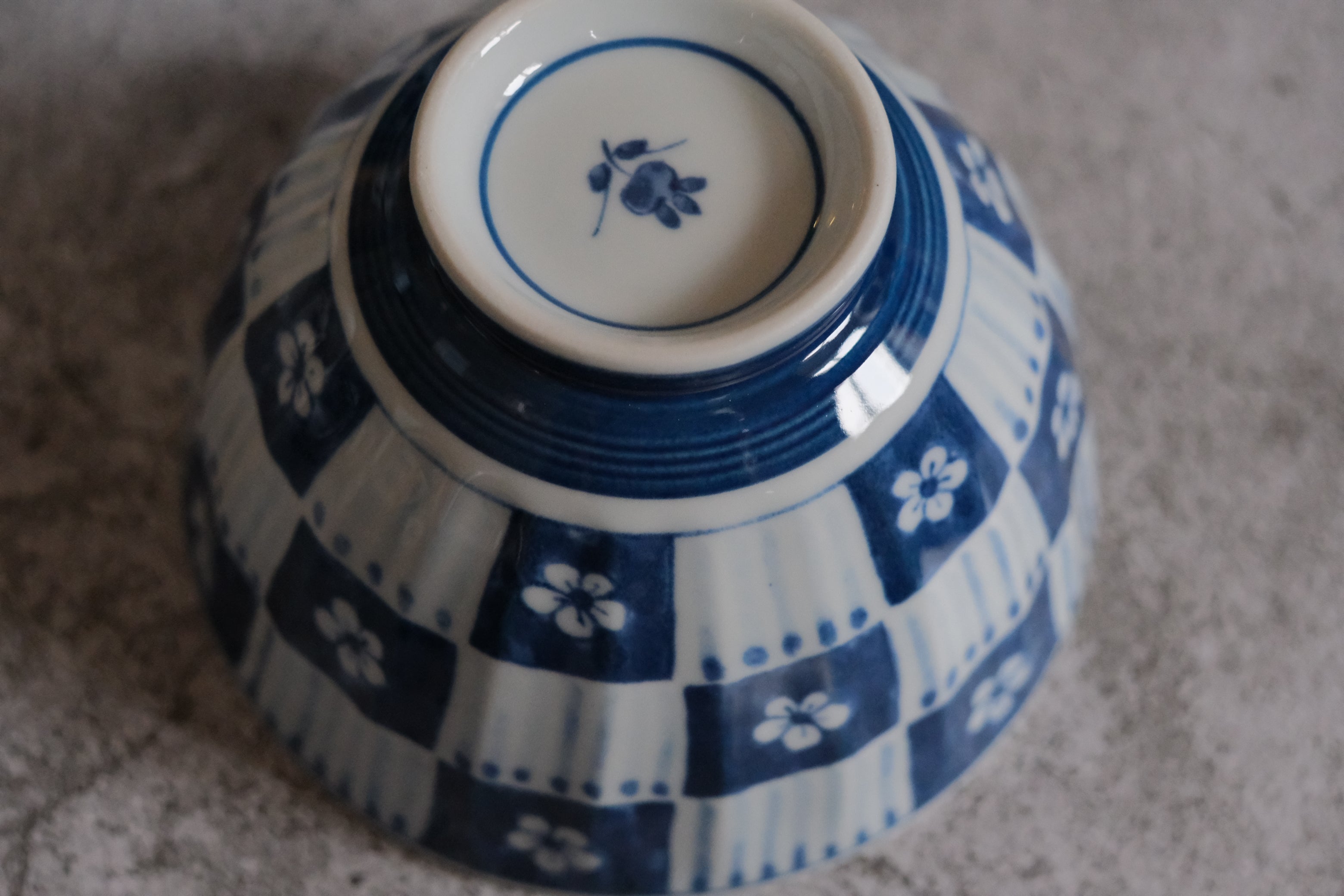 Hasamiware 5 Piece Indigo Dyed Soft Floral Rice Bowls