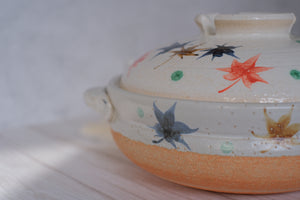 Autumn Leaves Shigaraki Ware Donabe Clay Pot