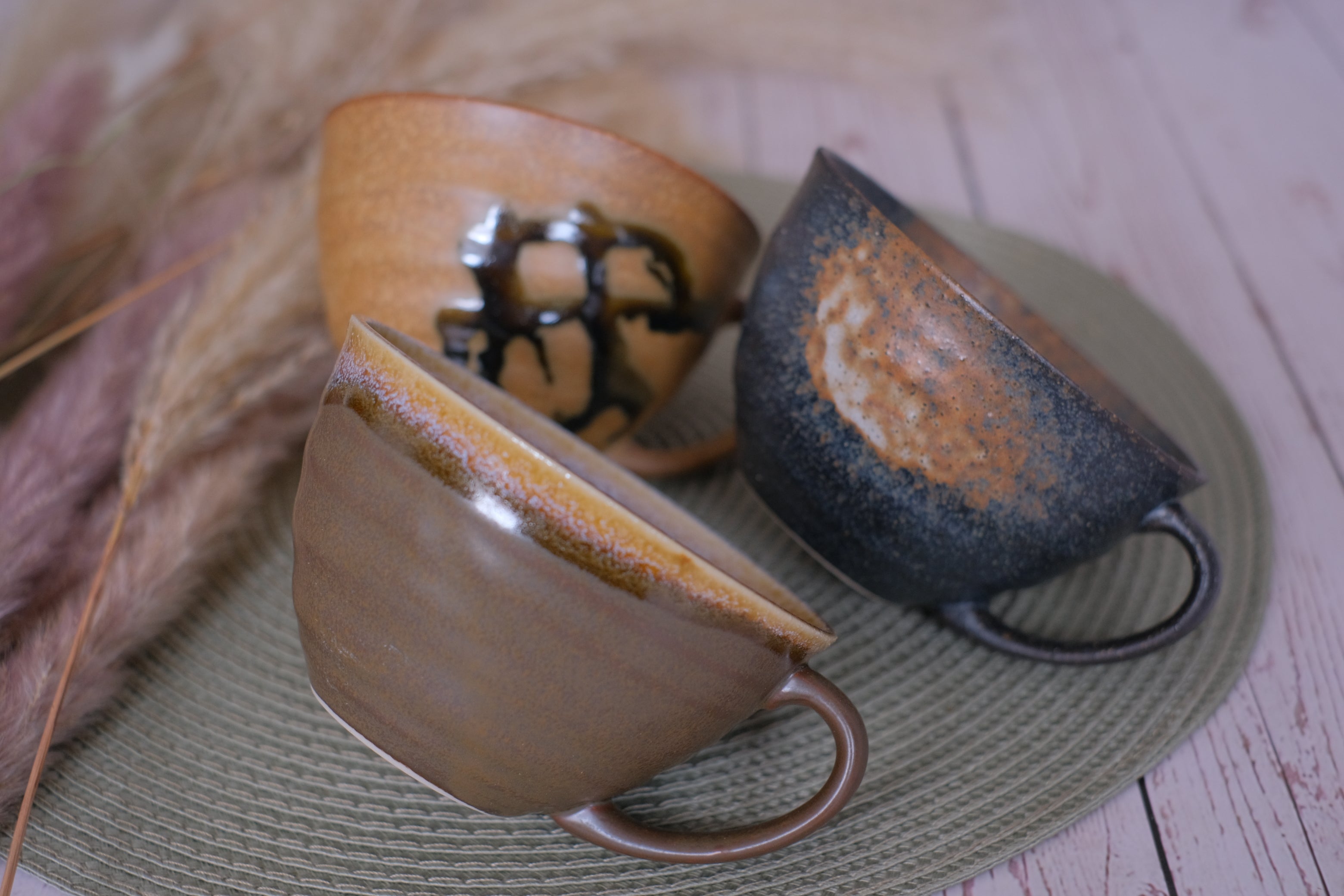Caramel Craft Grace Latte Bowls/ Soup Cup Trio Set