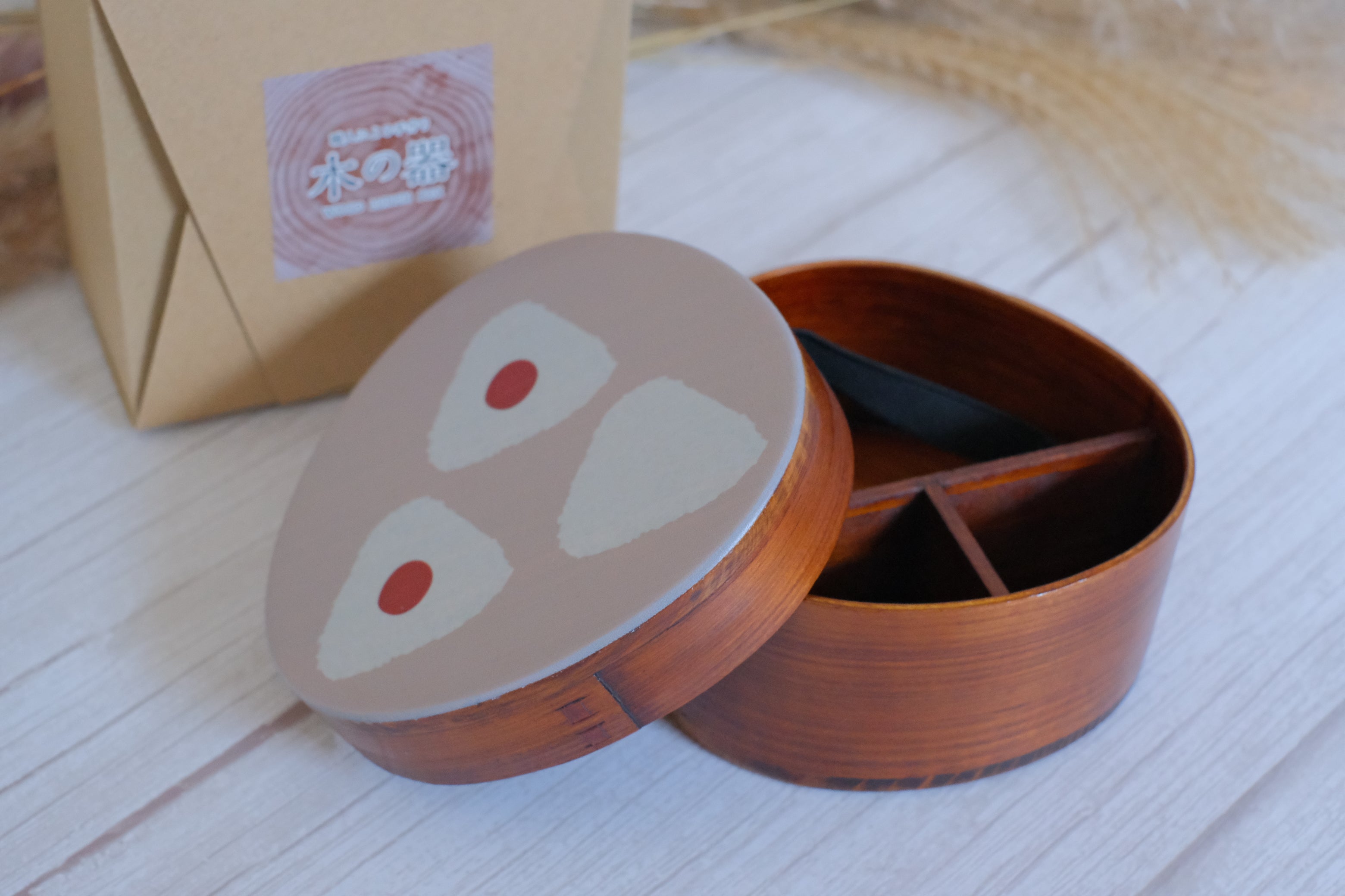 Onigiri Petite Triangle Natural Wood Japanese Bento Box