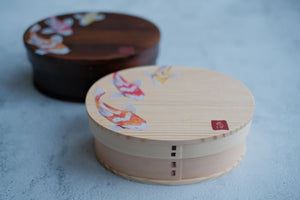 Japanese Ukiyoe Natural Wood Bento Box