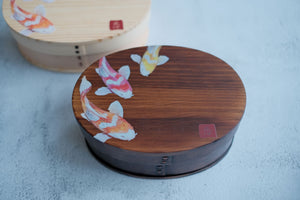 Japanese Ukiyoe Natural Wood Bento Box