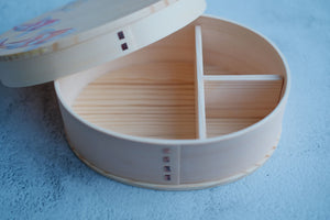 Japanese Ukiyoe Natural Wood Bento Box