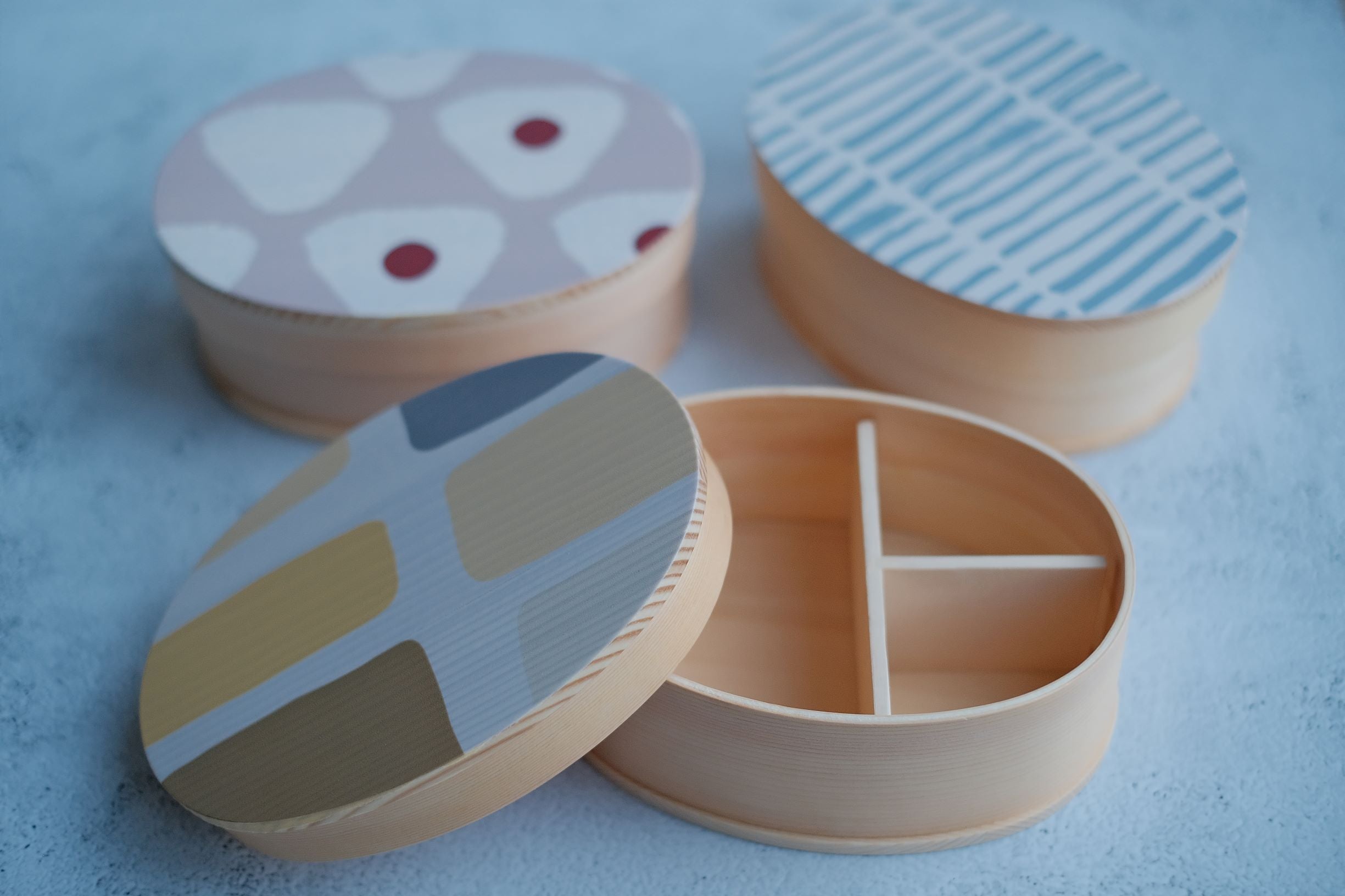 Nordic Print Natural Wood Japanese Bento Box