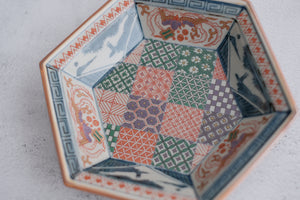 Rinkurou Kiln Hasami Porcelain Somenishiki Hexagon Plate