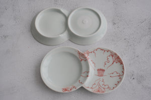 Hasami Porcelain Blowing Peony Mamezara Twin Sauce Plate