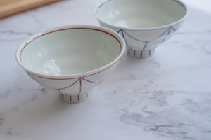 Aritayaki Geometric Lined Porcelain Rice Bowl