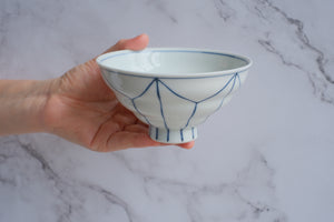 Aritayaki Geometric Lined Porcelain Rice Bowl