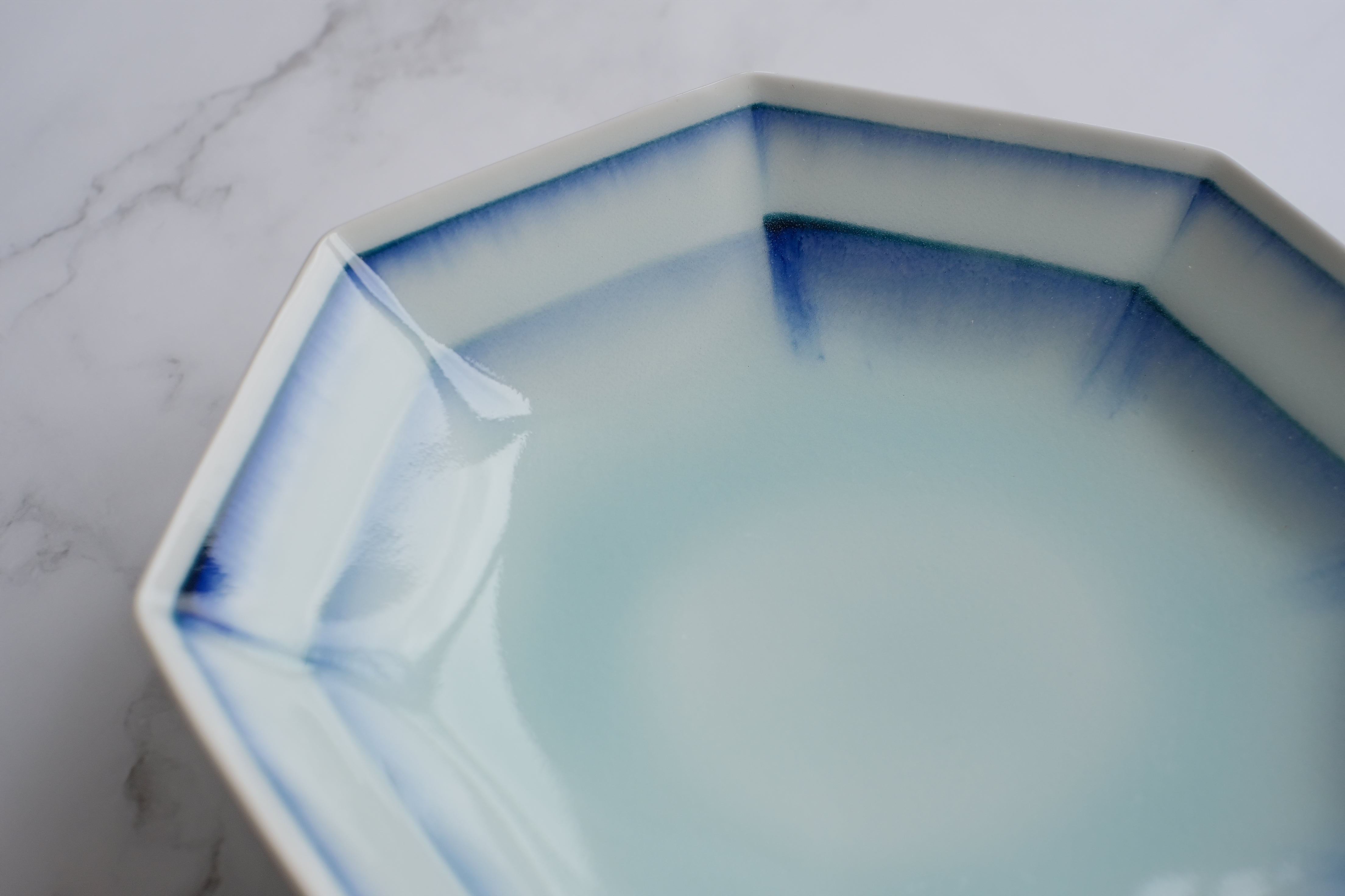 Lake Blue Ombre Octagon Serving Plate