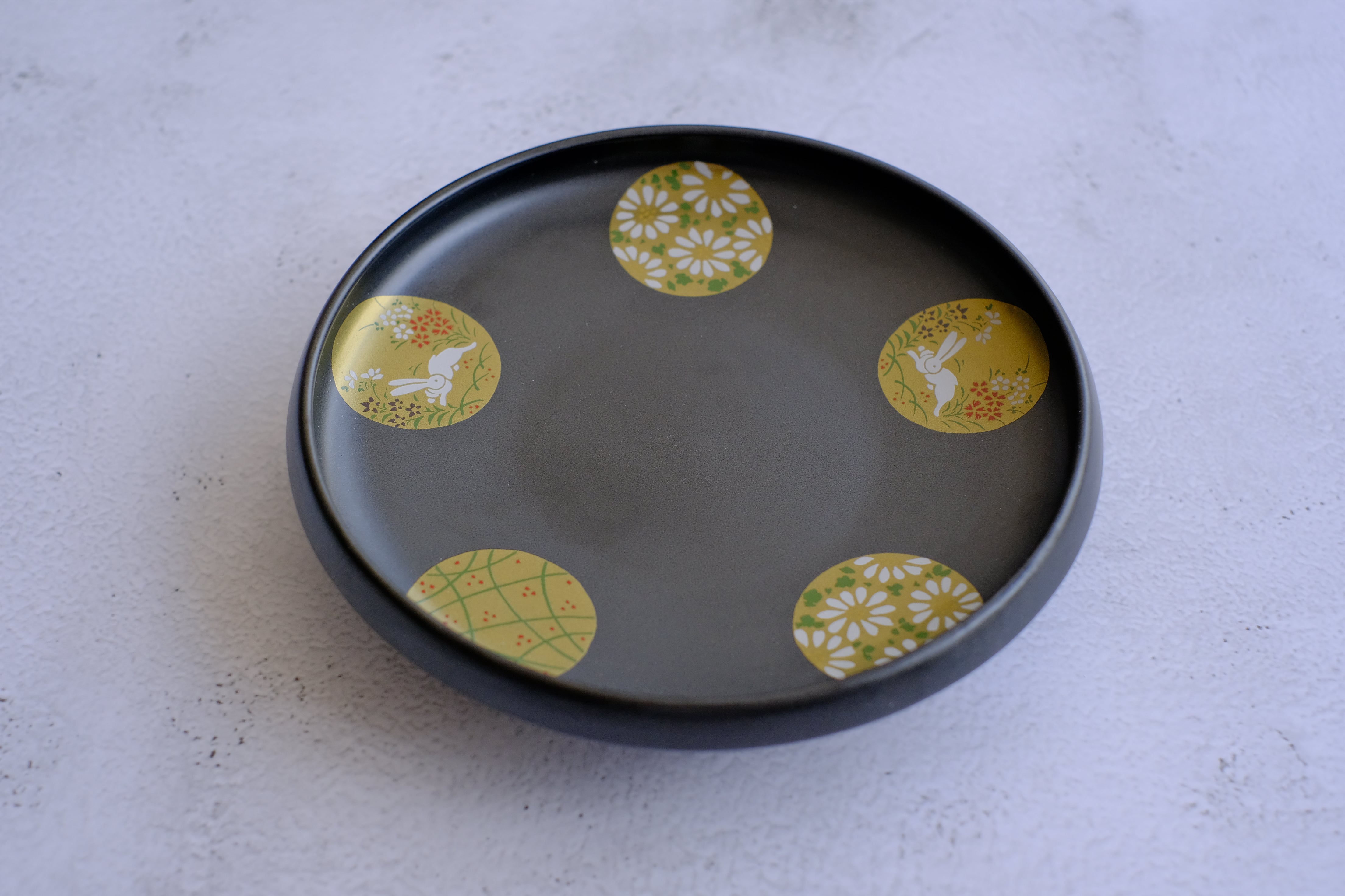 Marumon Pattern Charcoal Marumon Mukouzuke Serving Plate – Object of Living