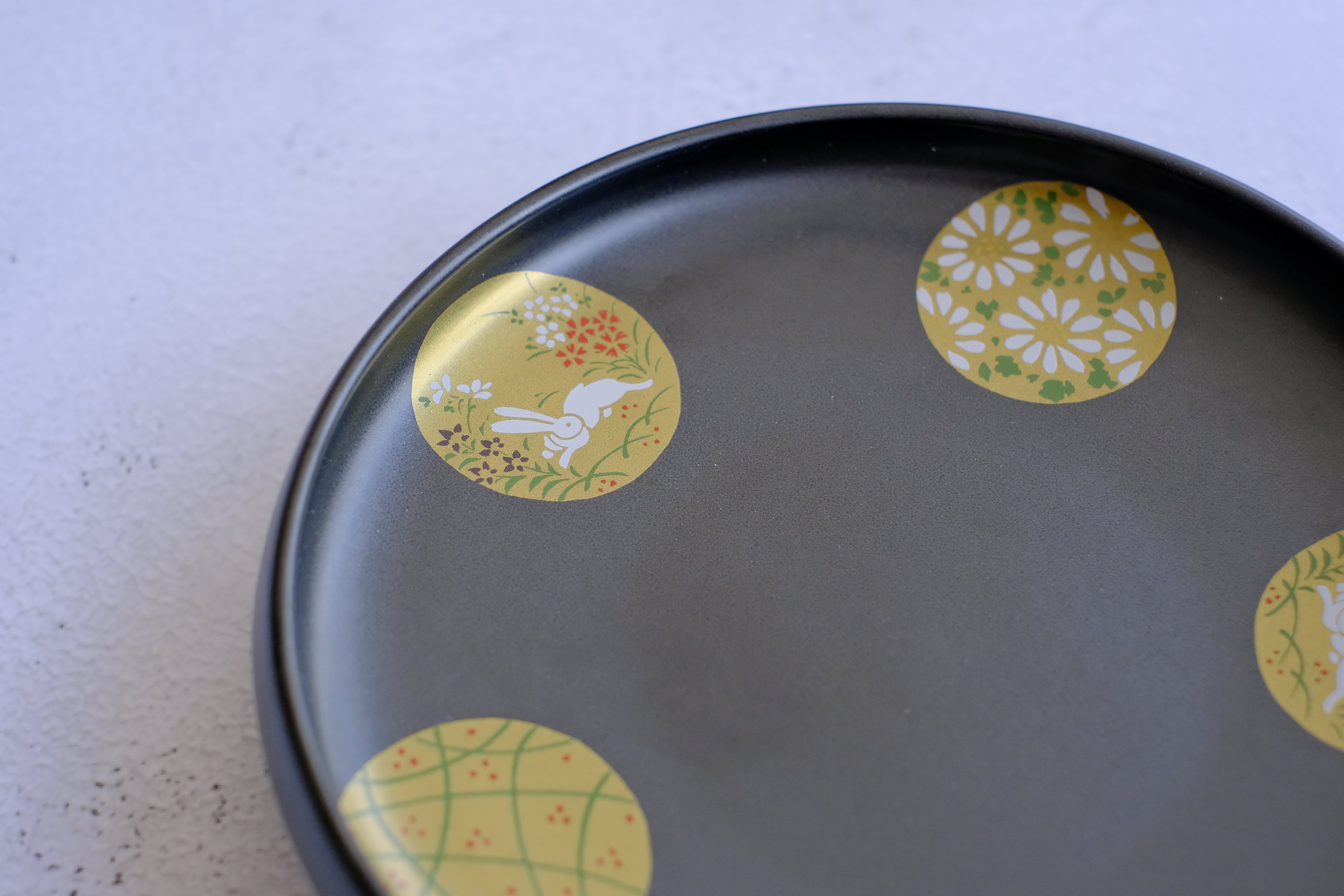 Marumon Pattern Charcoal Marumon Mukouzuke Serving Plate – Object of Living