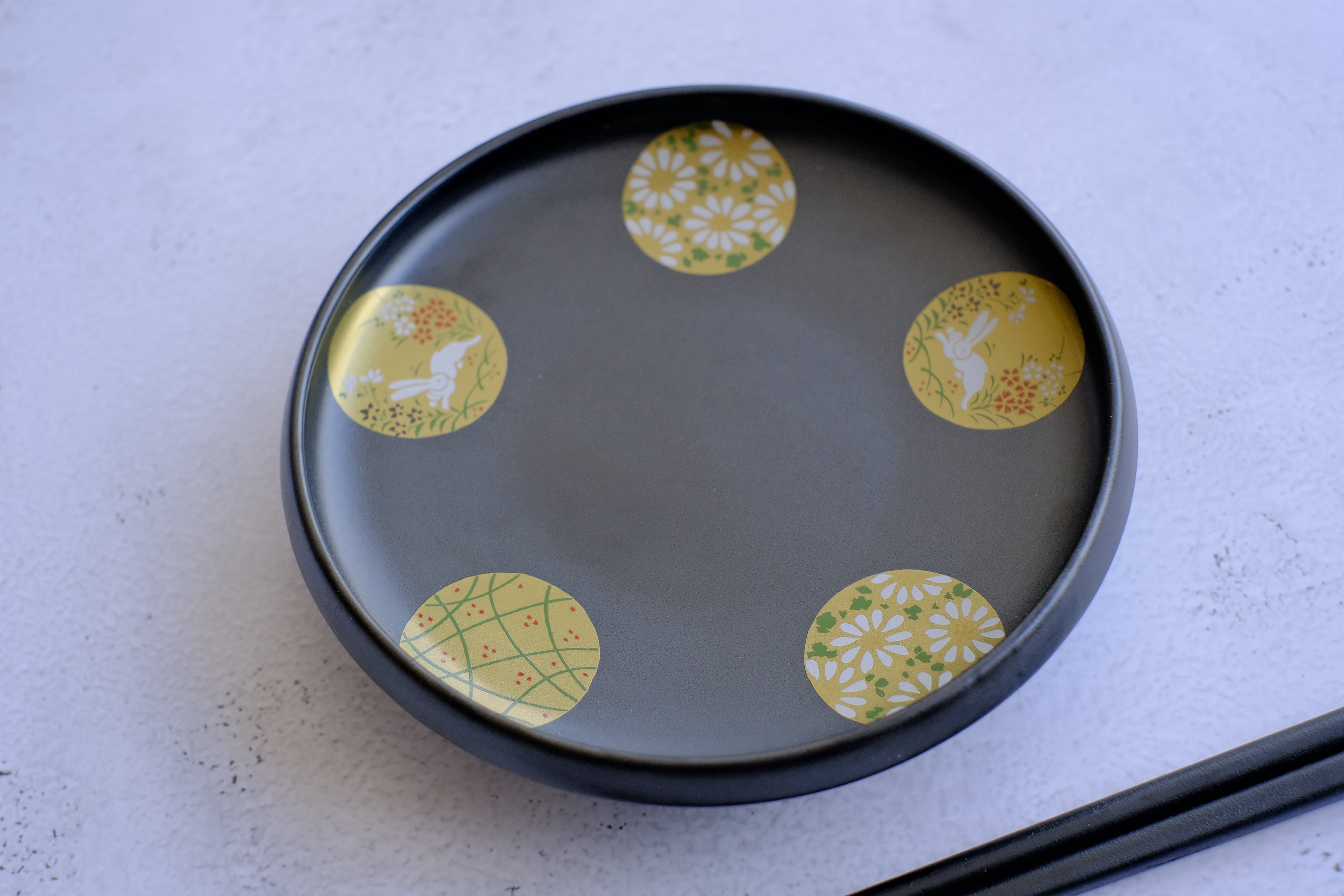 Marumon Pattern Charcoal Marumon Mukouzuke Serving Plate – Object of Living
