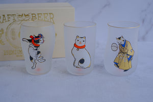 Ishizuka Glass Edoneko Ukiyoe Cat Print Craft Beer Tasting Glasses
