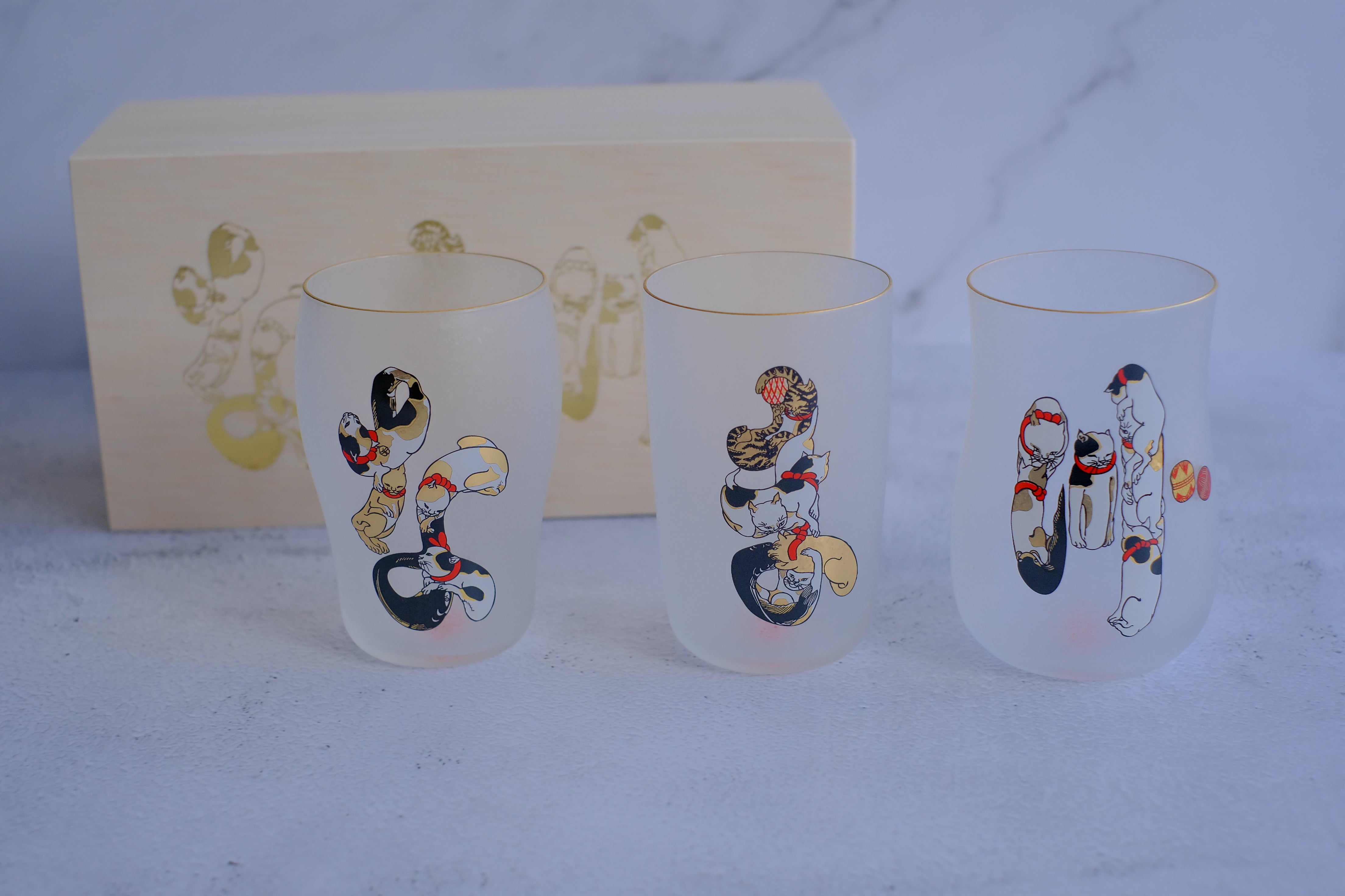 Ishizuka Glass Edoneko Ukiyoe Cat Print Namazu Craft Beer Tasting Glasses