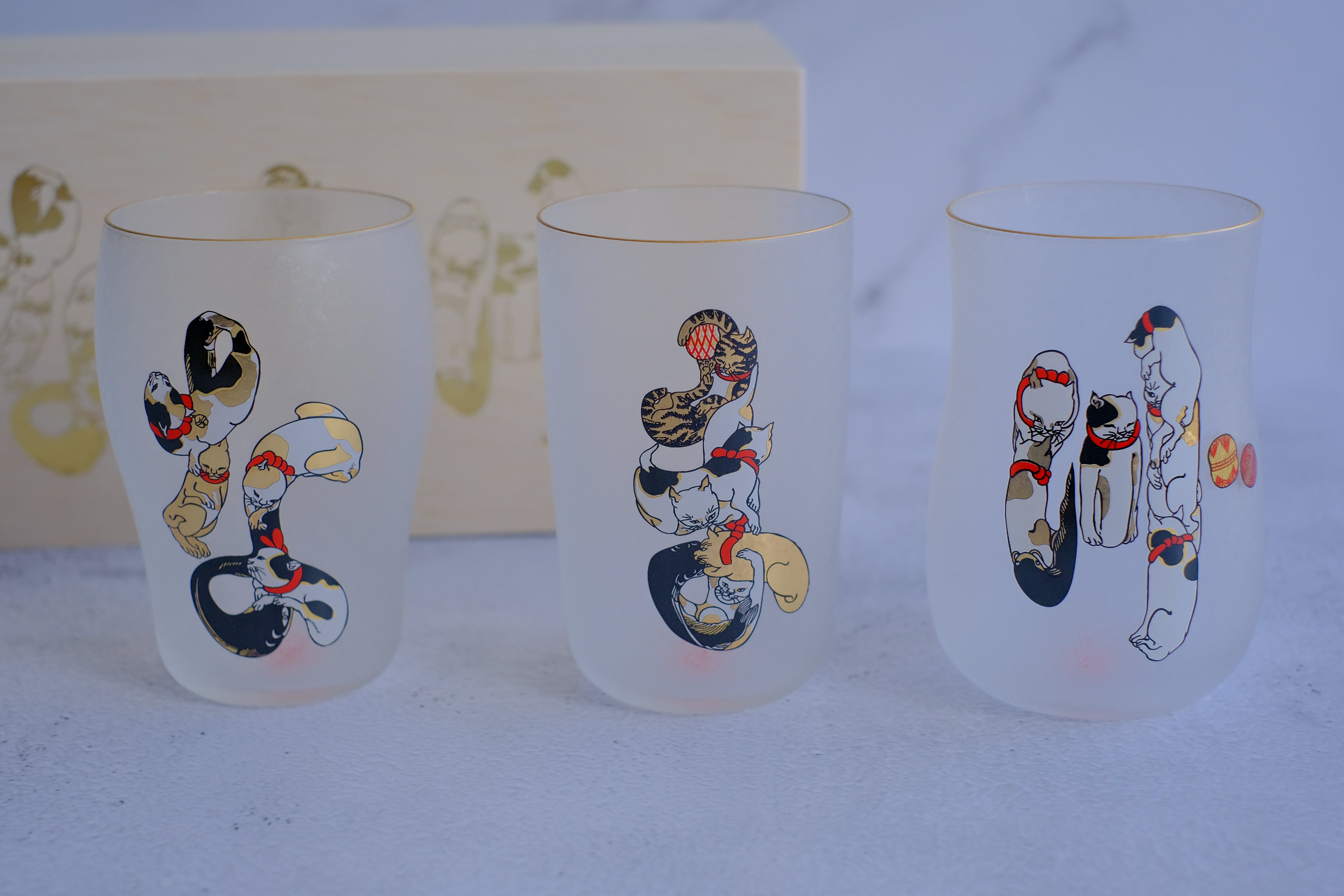 Ishizuka Glass Edoneko Ukiyoe Cat Print Namazu Craft Beer Tasting Glasses