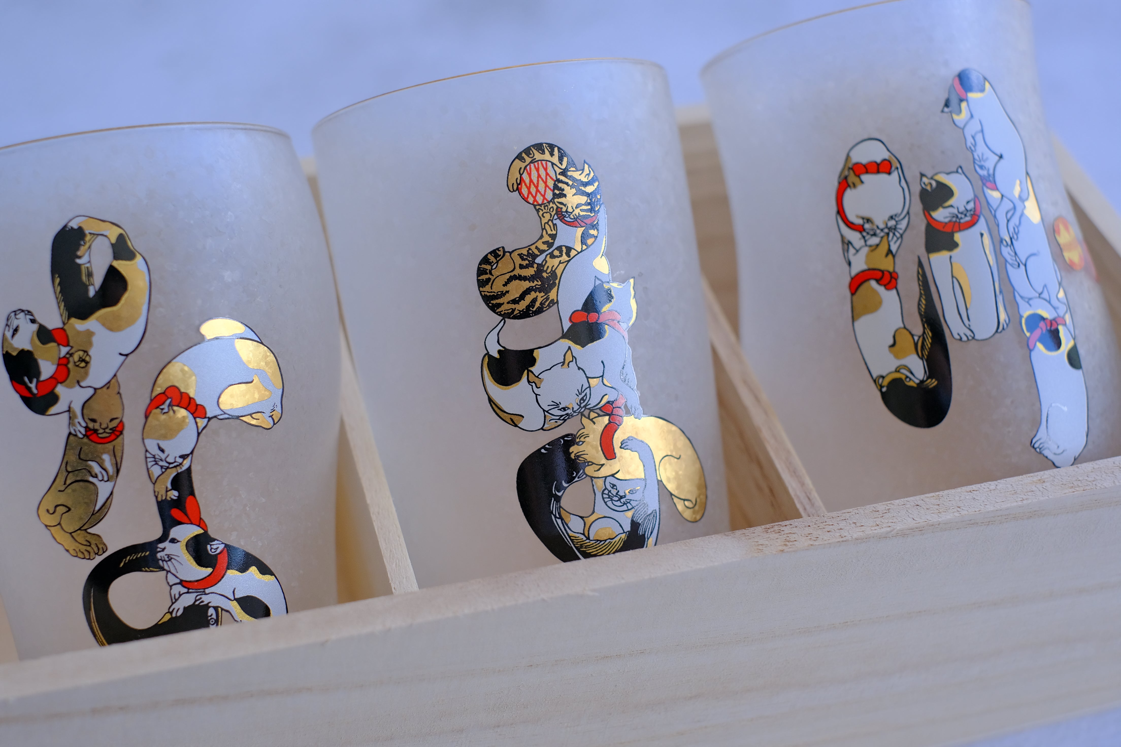 Ishizuka Glass Edoneko Ukiyoe Cat Print Namazu Craft Beer Tasting Glasses