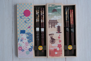 Premium Natural Wood His & Hers Chopsticks Set in Paulownia Gift Box