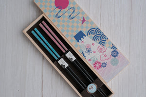 Premium Natural Wood His & Hers Chopsticks Set in Paulownia Gift Box