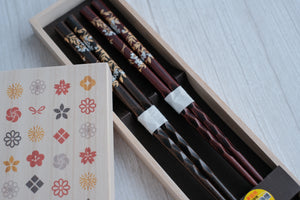 Premium Natural Wood His & Hers Chopsticks Set in Paulownia Gift Box