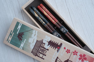 Premium Natural Wood His & Hers Chopsticks Set in Paulownia Gift Box