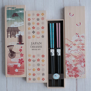 Premium Natural Wood His & Hers Chopsticks Set in Paulownia Gift Box