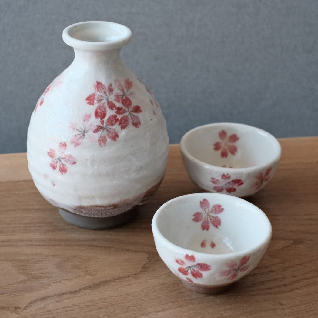 Cream White Ceramic Sakura Sake Set – Object of Living