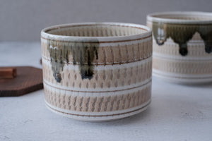 Honeycomb Drip Glaze Oribe Chawan Rice Bowl with Wooden Lid