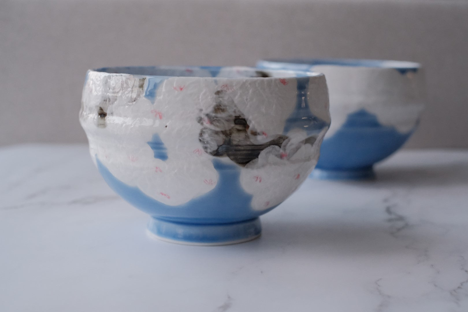 Abstract Cloud Blue Sakura Donburi Bowl