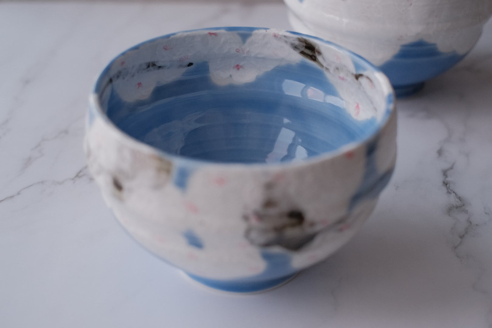 Abstract Cloud Blue Sakura Donburi Bowl