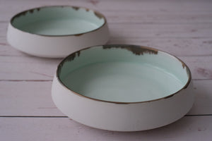 Platinum Mint White Kittate Serving Bowl