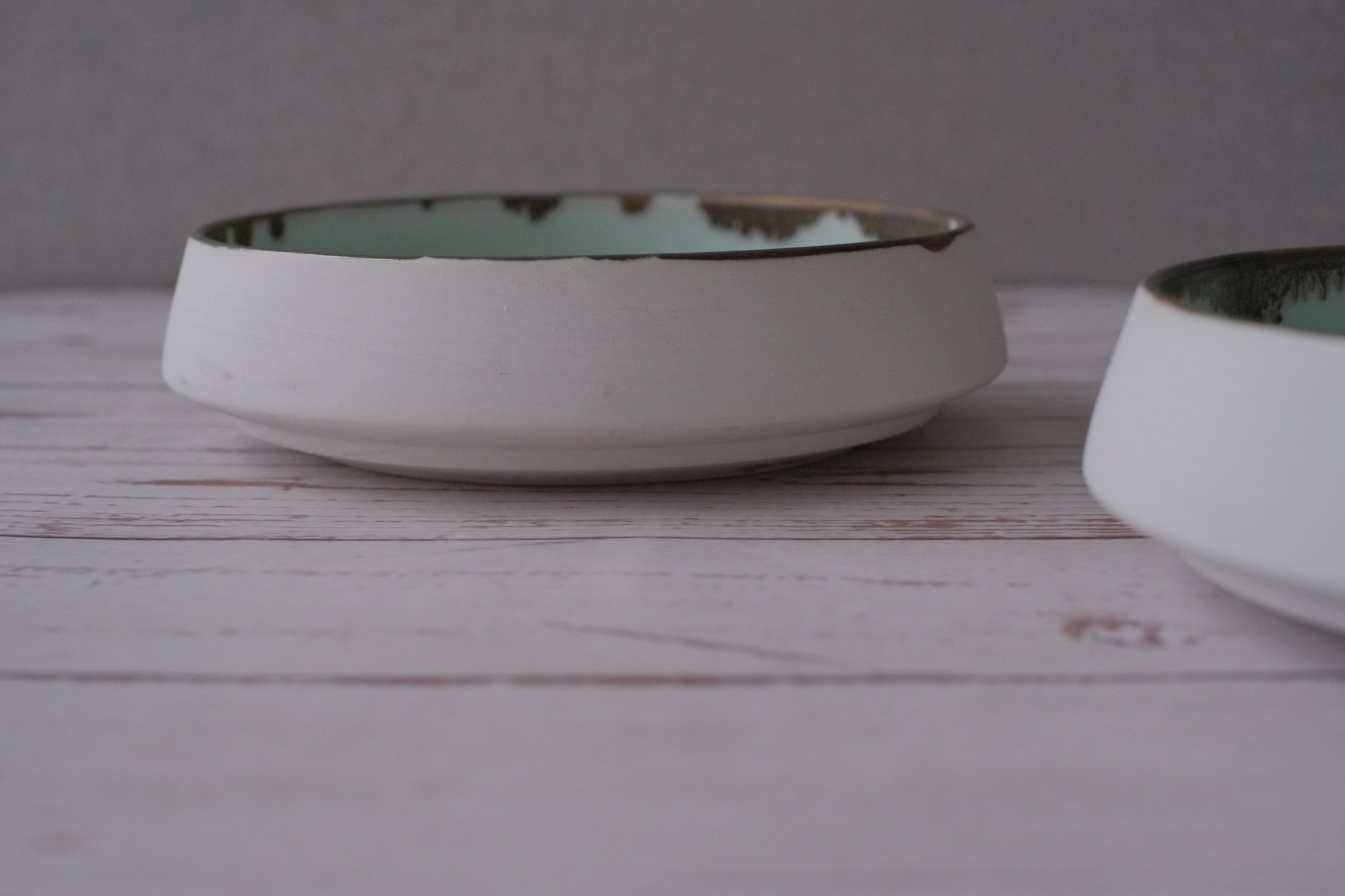 Platinum Mint White Kittate Serving Bowl