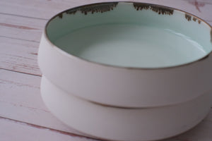 Platinum Mint White Kittate Serving Bowl