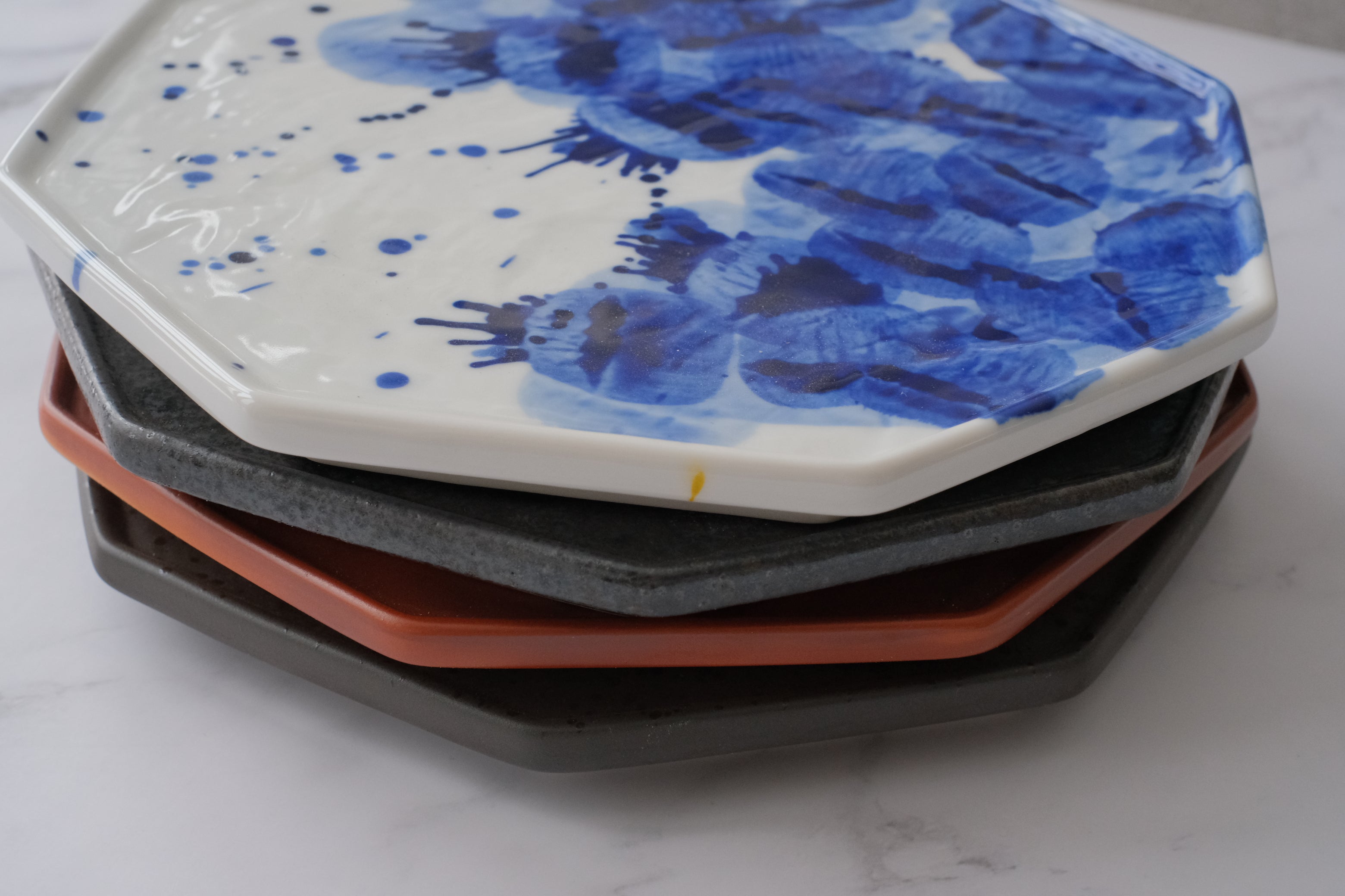 Minoyaki Textured Octagon Flat Serving Plate