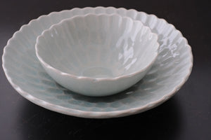 Dahlia Ice Crackle Minoyaki Serving Bowls