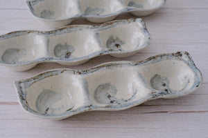 Check-Dyed Edamame Broad Bean Trio Appetizer Plate/ Olive Dish