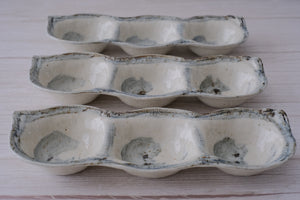Check-Dyed Edamame Broad Bean Trio Appetizer Plate/ Olive Dish