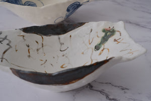 Shinoyaki Free Edge Boat Shaped Mukouzuke Serving Bowl