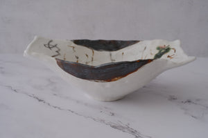 Shinoyaki Free Edge Boat Shaped Mukouzuke Serving Bowl