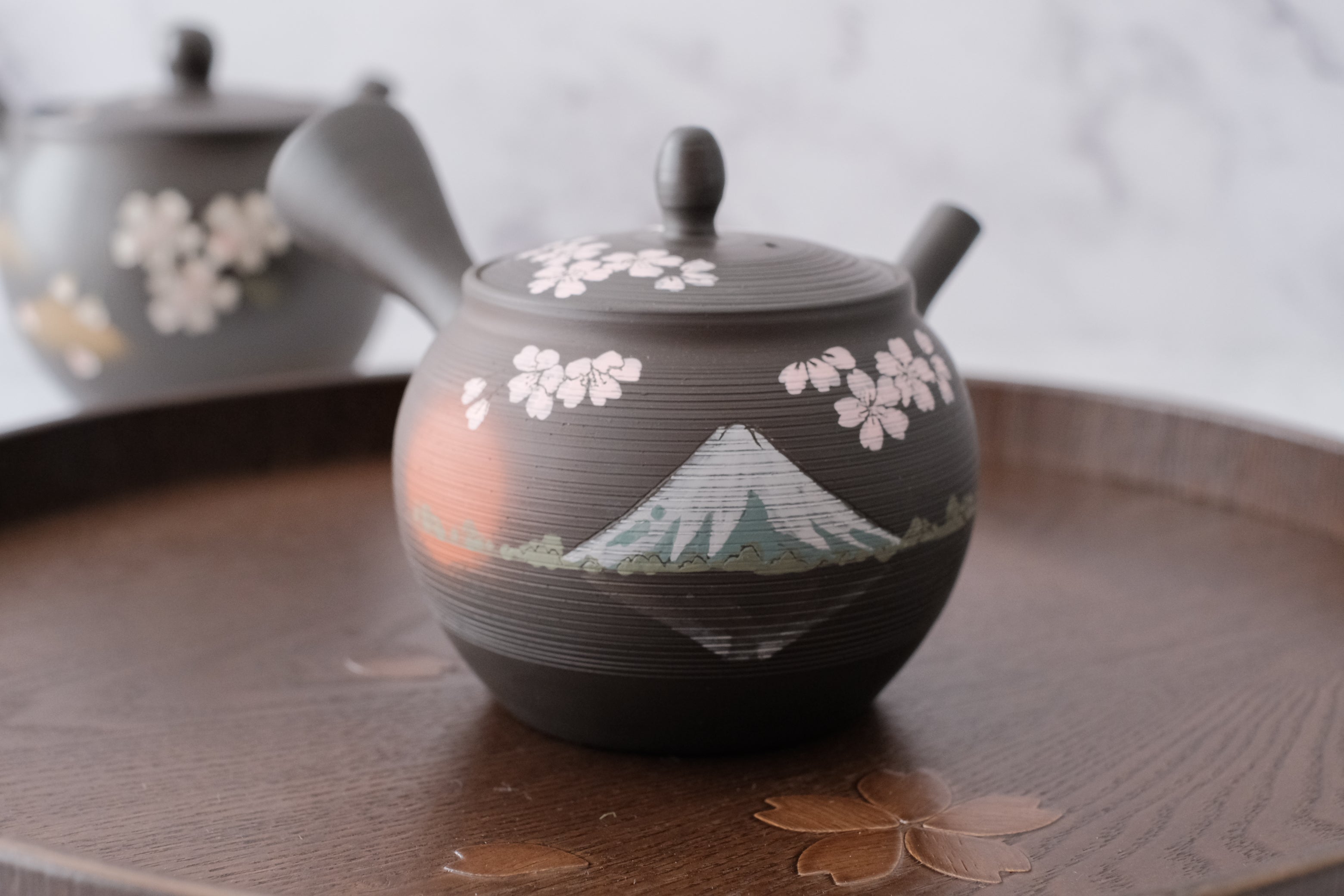 Tokoname Works Sunset Fuji Artisan Red Clay Teapot