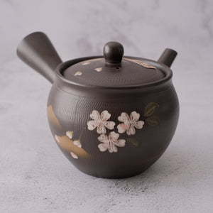 Tokoname Works Spiral Hanami Artisan Dark Clay Teapot