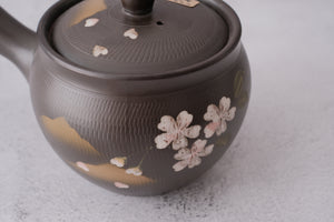 Tokoname Works Spiral Hanami Artisan Dark Clay Teapot