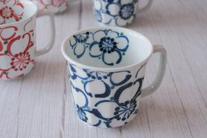 Hasami Porcelain Rotana Floral Chamfer Angular Pair Mugs