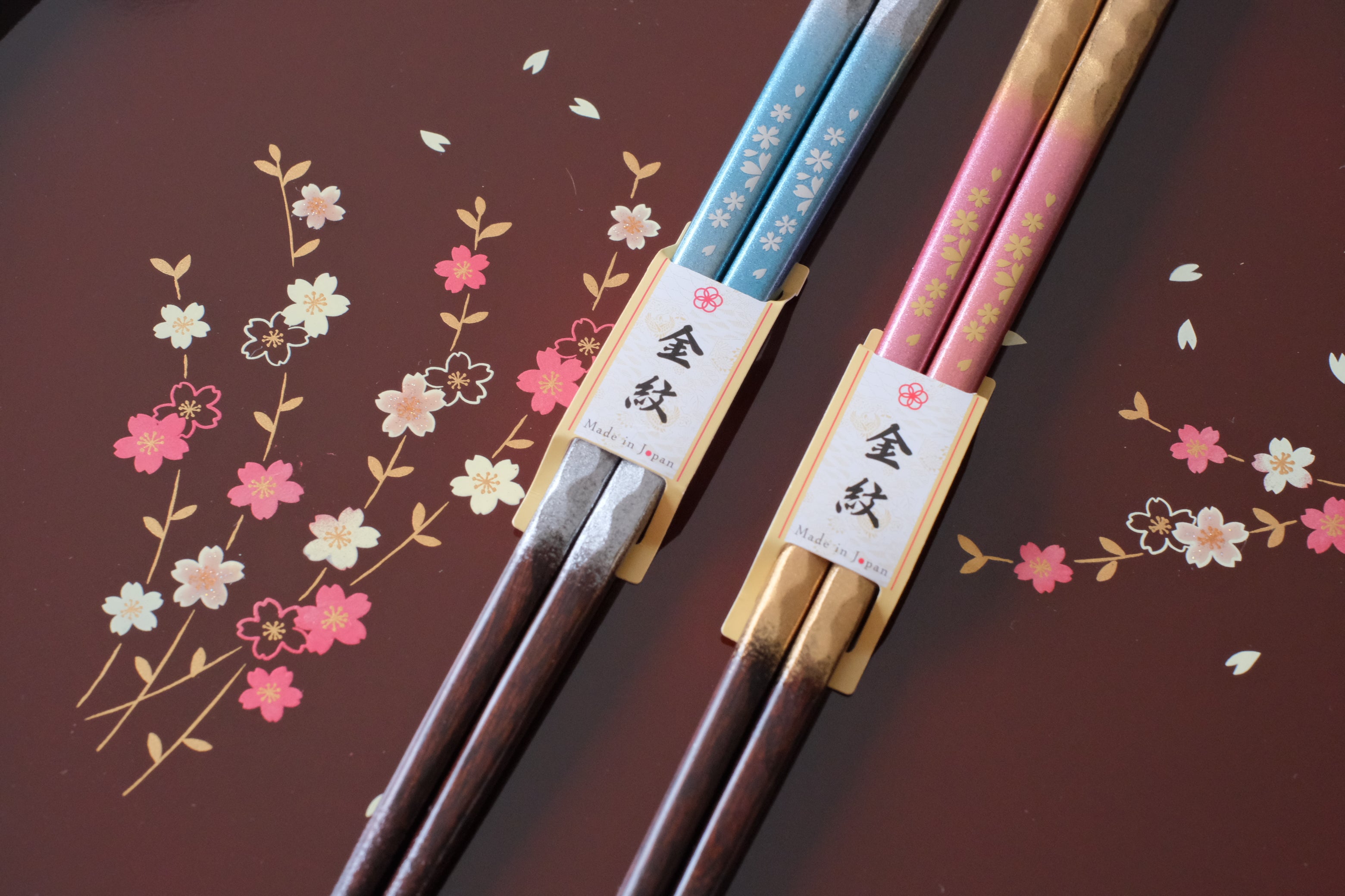 Premium Natural Wood Silverado Sakura His & Hers Chopsticks Set