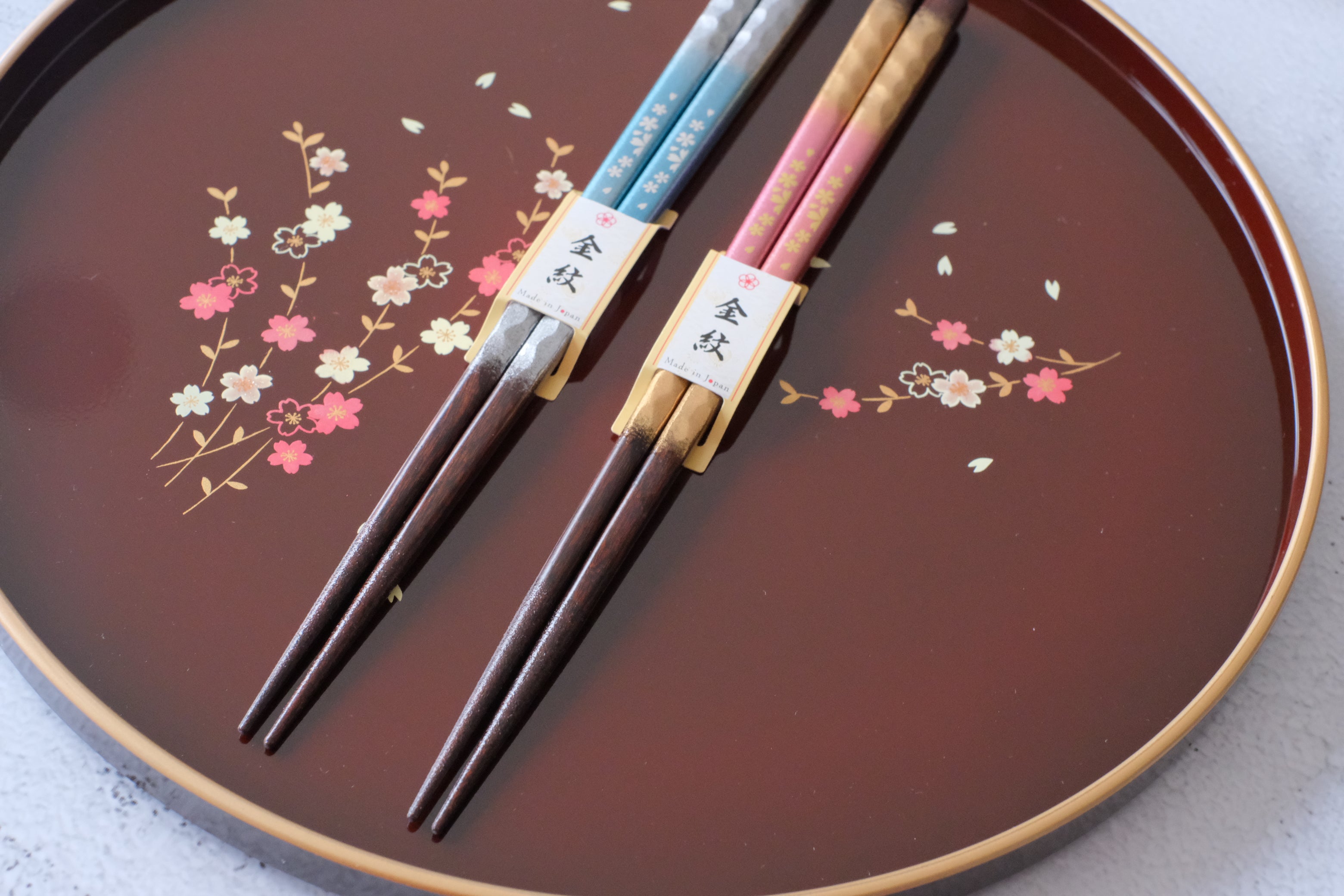 Premium Natural Wood Silverado Sakura His & Hers Chopsticks Set