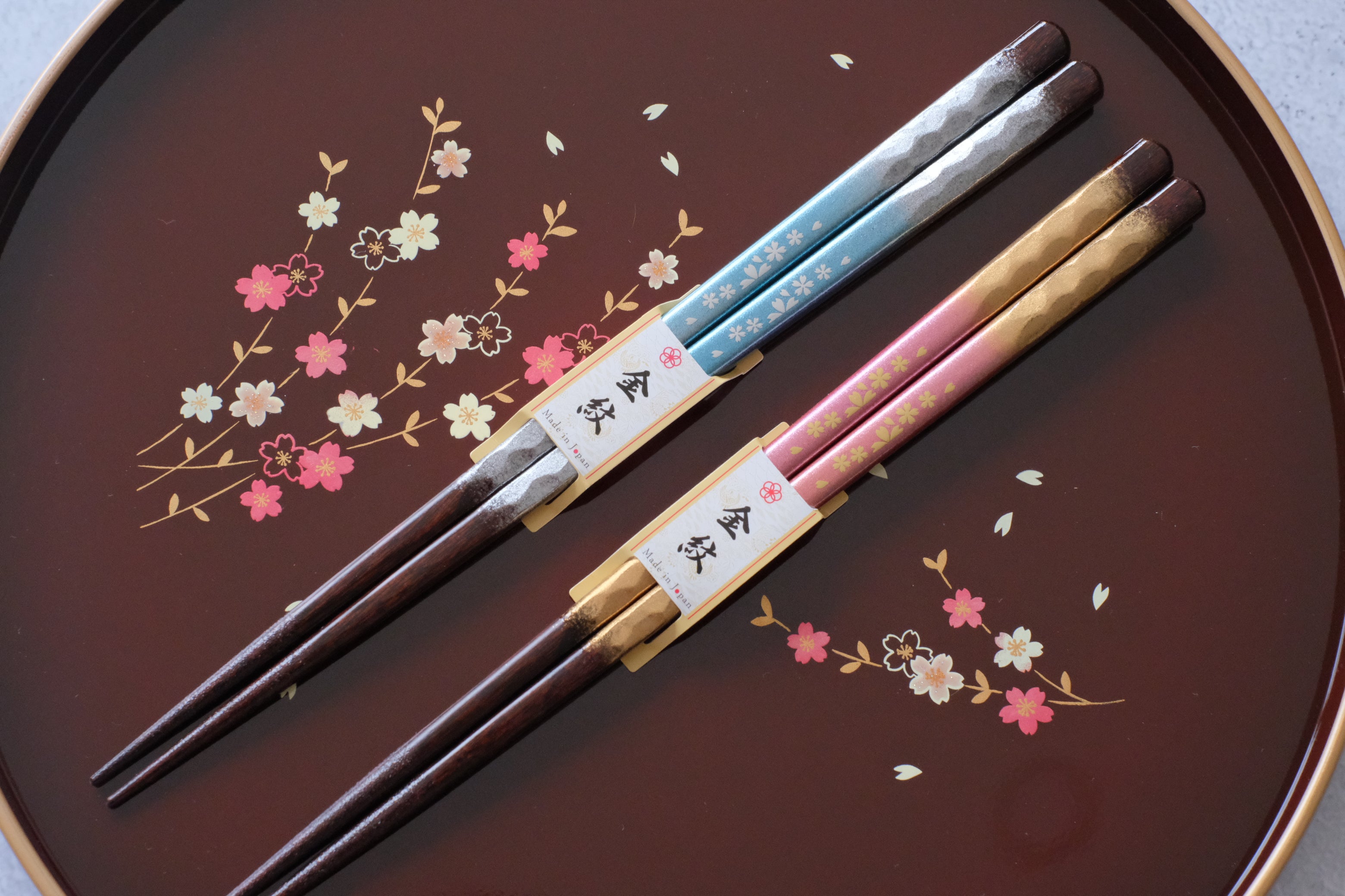 Premium Natural Wood Silverado Sakura His & Hers Chopsticks Set