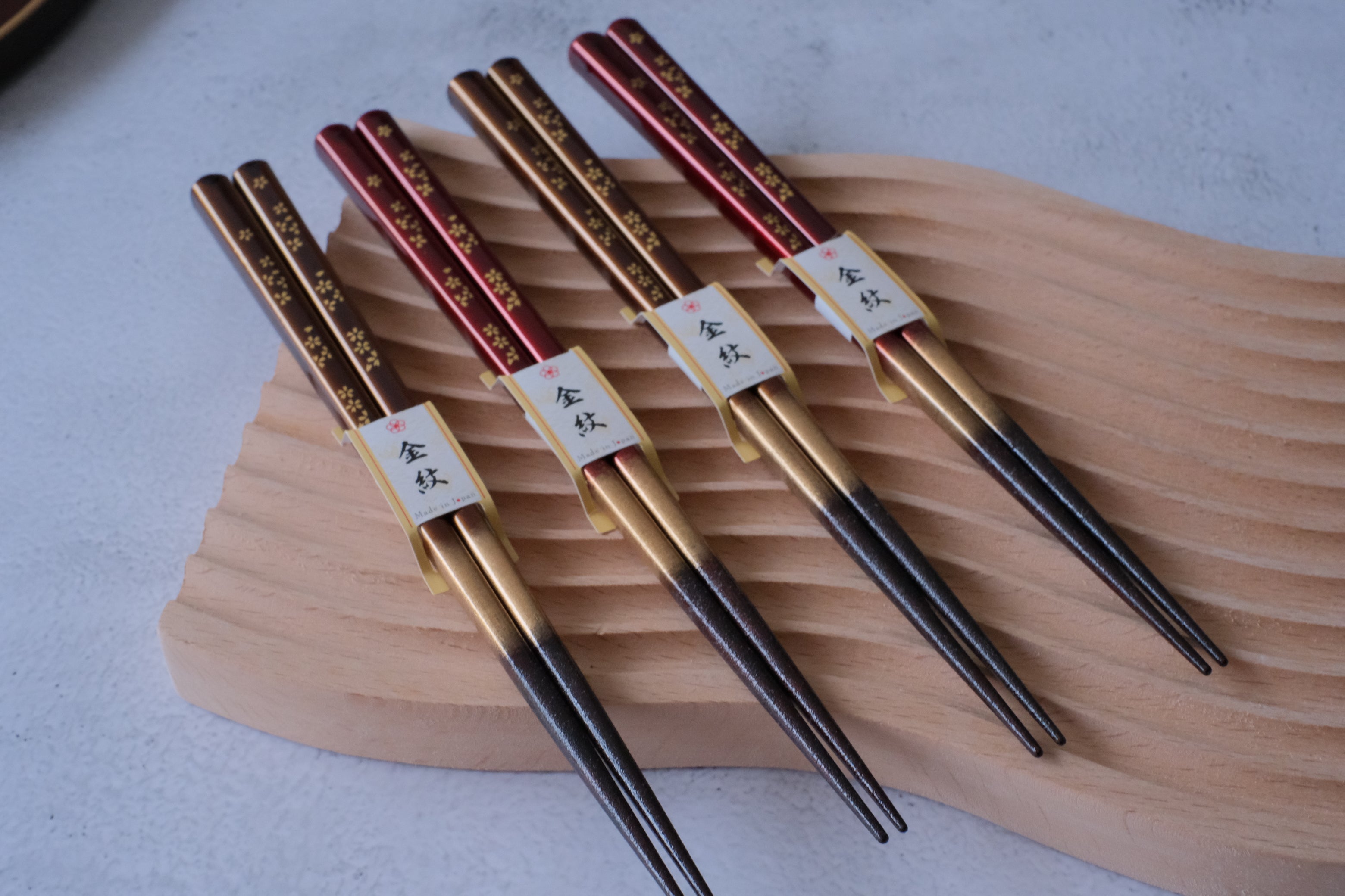 Premium Natural Wood Gold Hanami His & Hers Chopsticks Set