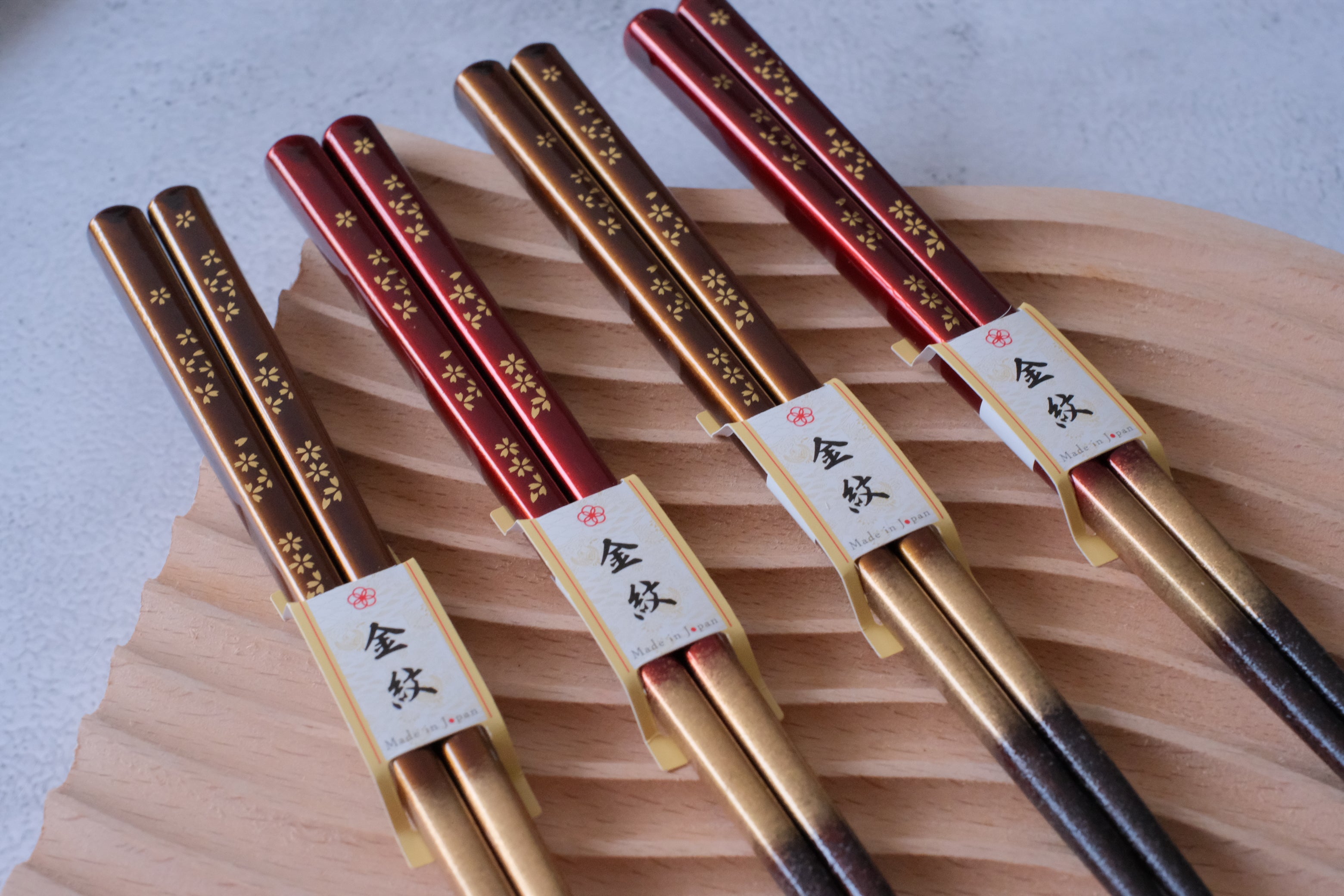 Premium Natural Wood Gold Hanami His & Hers Chopsticks Set