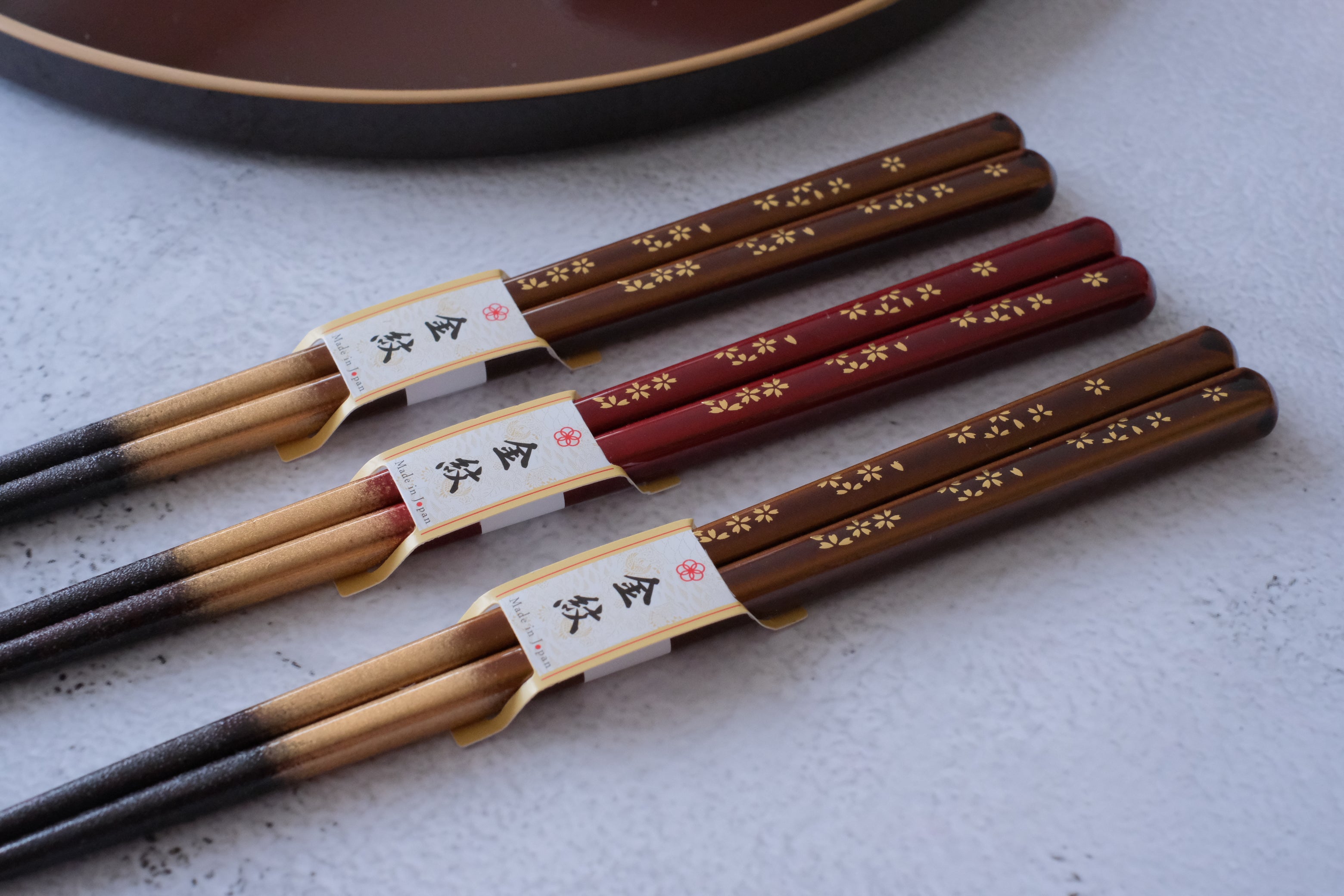 Premium Natural Wood Gold Hanami His & Hers Chopsticks Set