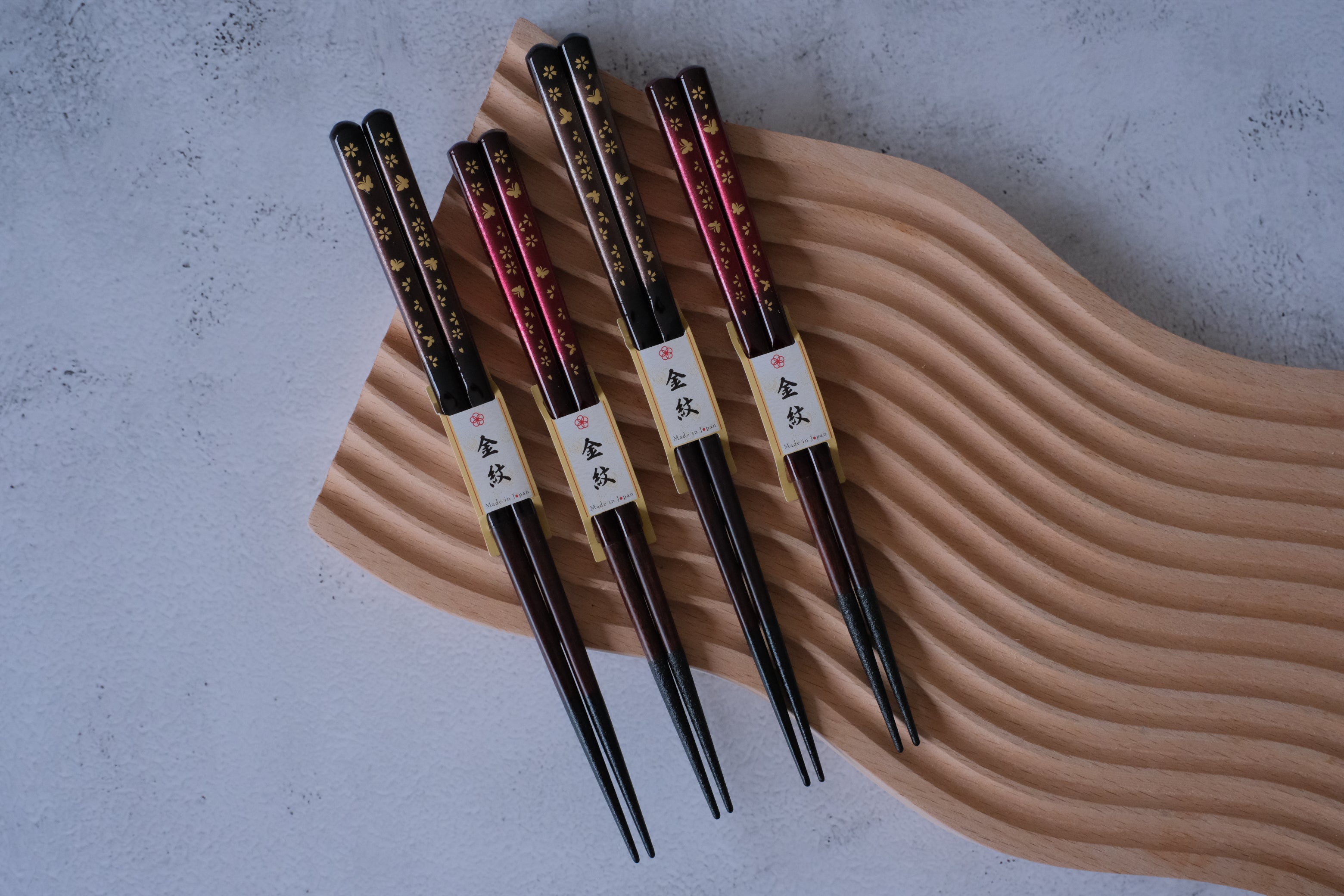 Premium Natural Wood Butterfly Sakura His & Hers Chopsticks Set